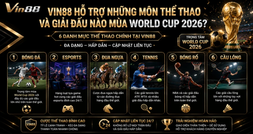 VIN88 Hỗ Trợ Những Môn Thể Thao Và Giải Đấu Nào Mùa World Cup 2026?