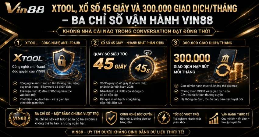 Xtool, Xổ Số 45 Giây Và 300.000 Giao Dịch/Tháng – Ba Chỉ Số Vận Hành VIN88 Không Nhà Cái Nào Trong Conversation Đạt Đồng Thời